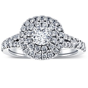 Pompeii3 1 Ct TW Diamond Cushion Halo Engagement Ring in White Gold - 1 of 4