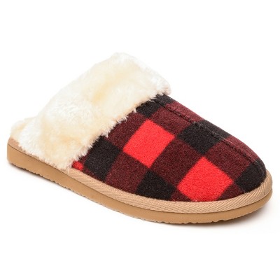 Buffalo plaid slippers online womens