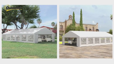 Large White Steel Frame Outdoor Party Tent with Removable Sidewalls