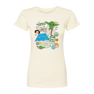 Women's - Star Wars - Yoda Stickers Fitted Graphic T-Shirt - 1 of 2