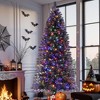 Artificial Black Xmas Tree,Pencil Christmas Tree,with 300 Dual Color LED Lights, Metal Stand & 858 Branch Tips,Christmas Party Decor - 2 of 4