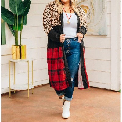 Women's Chill Adulting Cardigan With Leopard And Plaid - Southern Grace
