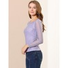Allegra K Women's Slim Fit Sheer-Long-Sleeves Flower Embroidery Lace Top - 4 of 4