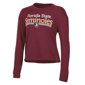 NCAA Florida State Seminoles Women's Crew Neck Fleece Double Stripe Sweatshirt