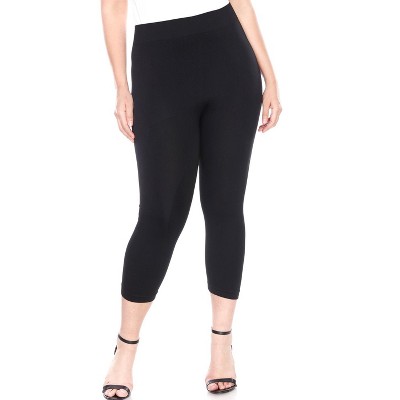 Women's Plus Size Super Soft Capri Leggings Black One Size Fits Most ...