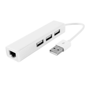 Unique Bargains USB 2.0 RJ45 Network LAN Ethernet 3 Port USB Hub White - 1 of 4