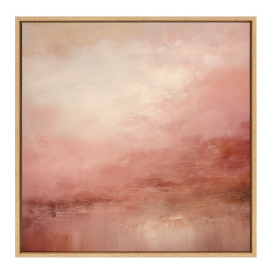 Tonal Abstract Pink and Peach Framed Canvas Art