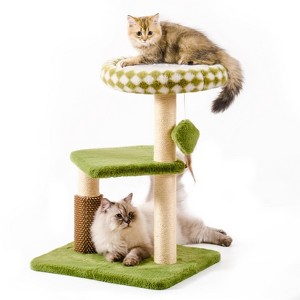 Mewoofun Pet Beds Small Cat Tree Tower with Scratching Post Removable Cat Perch Cute Cat Tree Interactive Cat Toys, Green, 16.14"*6.69"*12.6" - 1 of 4