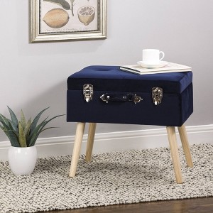 Velvet Upholstered Storage Stool with Black Legs - Glitzhome - 1 of 4