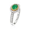 Ross-Simons 0.70 Carat Emerald and .50 ct. t.w. White Zircon Ring in Sterling Silver With 14kt Yellow Gold Size 10 - 3 of 4