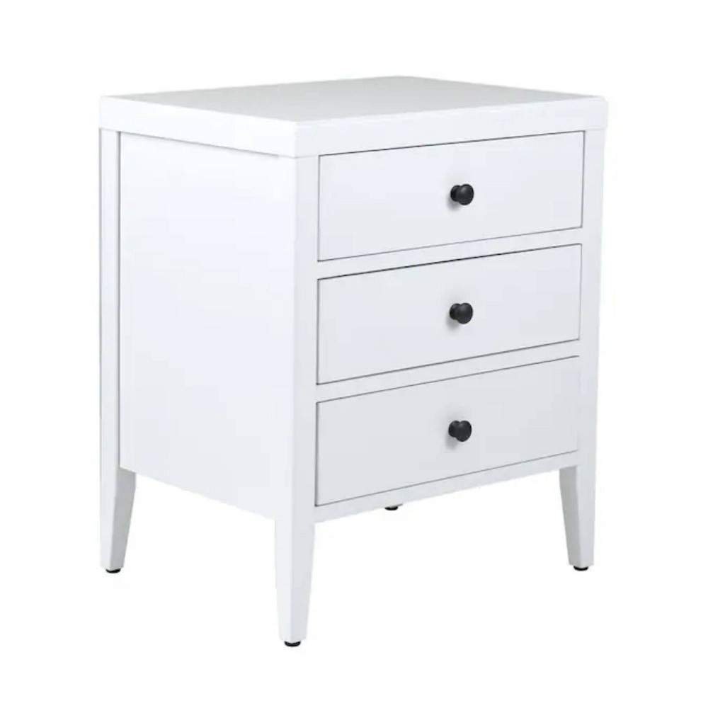 Cora 3 Drawers Accent Table White - East at Main: Farmhouse Nightstand, No Assembly Required