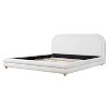 Christopher Knight Home Avery King Size Bed Frame With Upholstered Thick Curved Headboard Solid Wood Legs, White - 4 of 4
