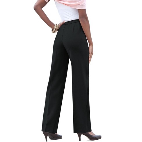 Roaman's Women's Plus Size Classic Bend Over® Pant, 14 W - Black