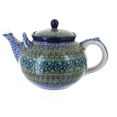 Blue Rose Polish Pottery Mardi Gras Large Teapot