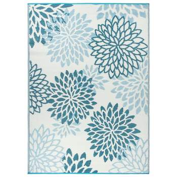 World Rug Gallery Modern Floral Aloha Reversible Recycled Plastic Outdoor Rugs
