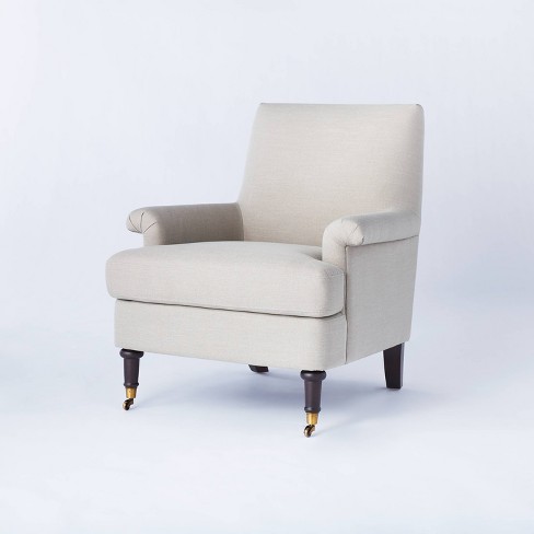 Mercer Rolled Upholstered Armchair With Casters Threshold Designed With Studio Mcgee Target