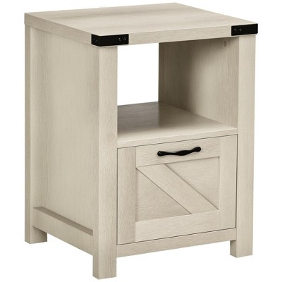 CIPACHO Farmhouse End Table, Side Table with Storage for Living Room, Oak