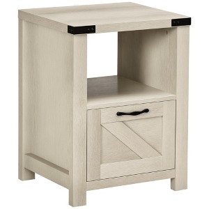 CIPACHO Farmhouse End Table, Side Table with Storage for Living Room, Oak - 1 of 4