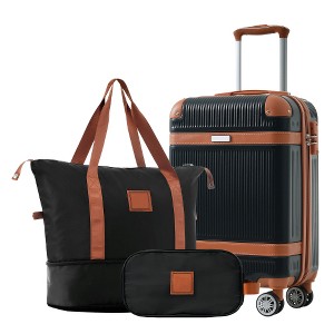 Lyngins 3-Piece Luggage Set – 20" Airline-Approved Carry on Luggage (ABS Hard Shell), Travel Duffel Bag (Trolley Sleeve), Toiletry Bag, TSA Lock, - 1 of 4