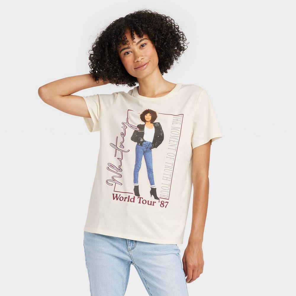 Women's Whitney Houston Short Sleeve Graphic T-Shirt - Ivory XXL