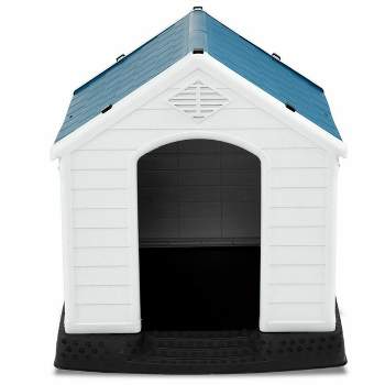 Tangkula Plastic Dog House Pet Puppy Shelter Waterproof Indoor/Outdoor Ventilate Blue