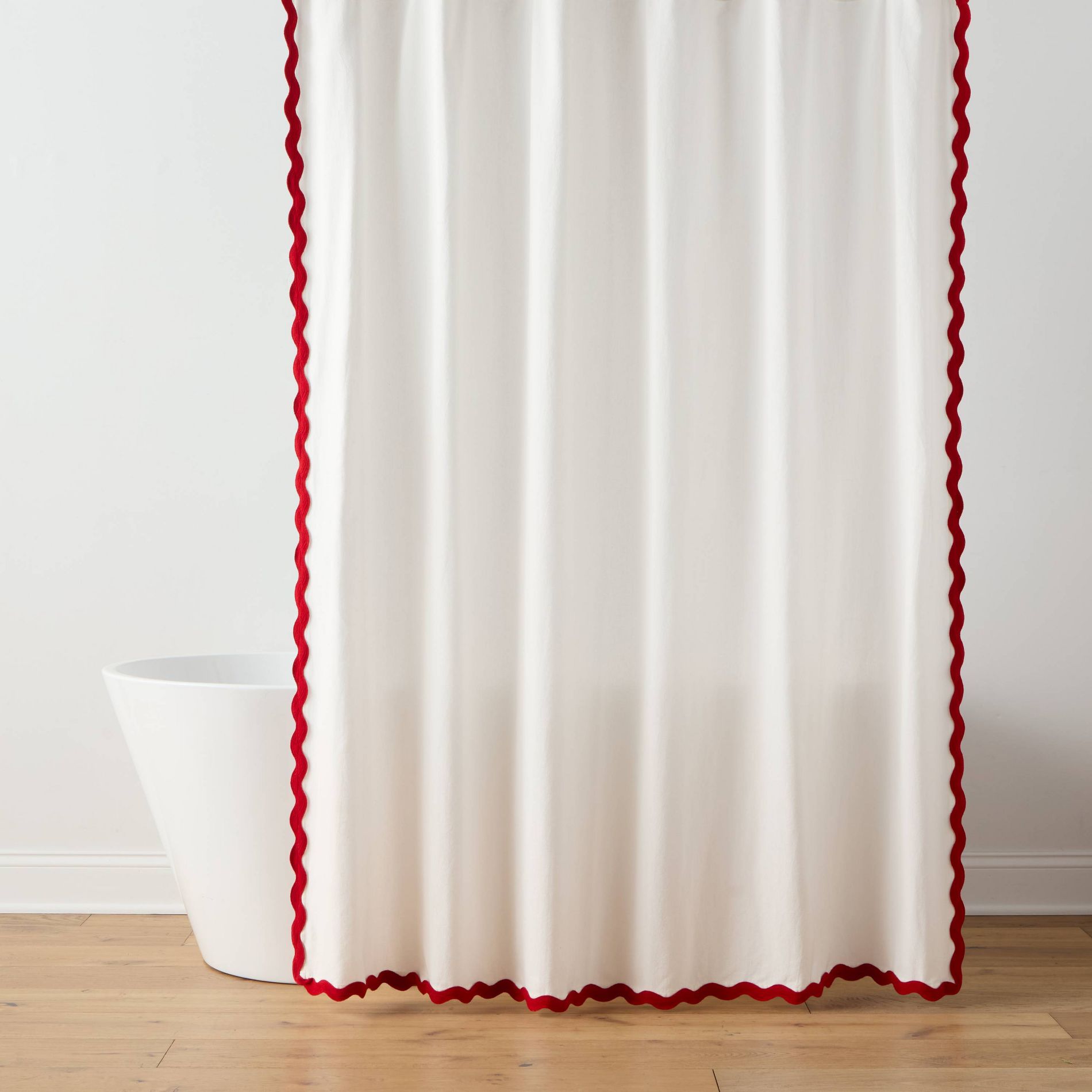 72"x72" Scalloped Christmas Shower Curtain Cream/Red - Threshold™