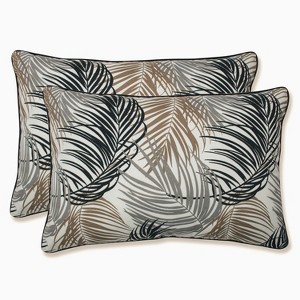 2pk Oversize Setra Stone Rectangular Throw Pillows Black - Pillow Perfect - 1 of 4