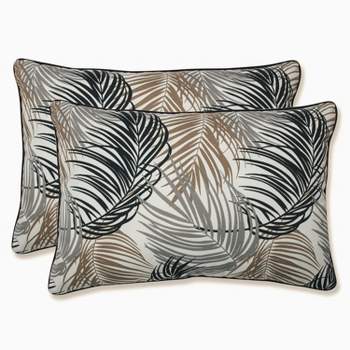 2pk Oversize Setra Stone Rectangular Throw Pillows Black - Pillow Perfect