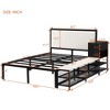 MAYEERTY Full Size Metal Platform Bed, Two-Tier Storage Shelves Wooden Cabinet, Bedroom, Black - 4 of 4