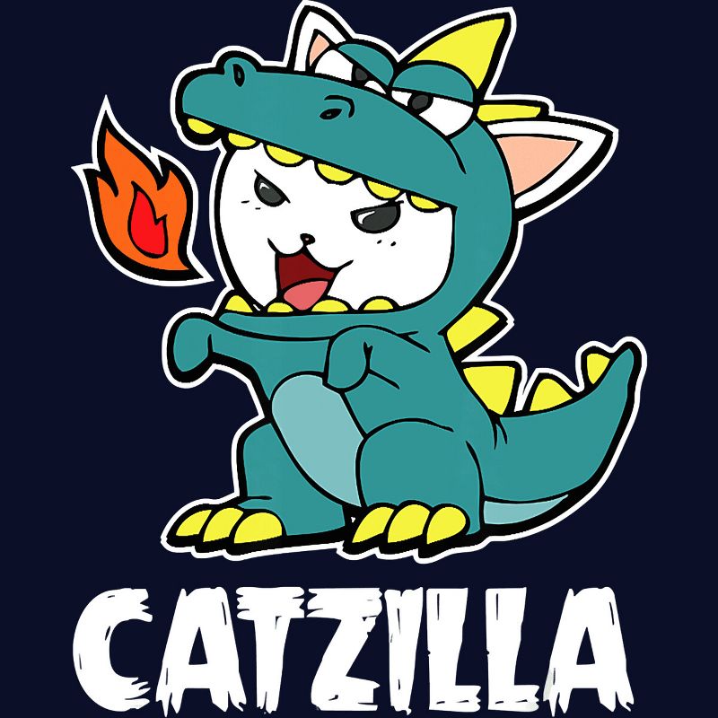 Junior's Design By Humans Catzilla Halloween Costume Dragon Monster Kitten Cats Lover By lenxeemyeu T-Shirt, 2 of 4