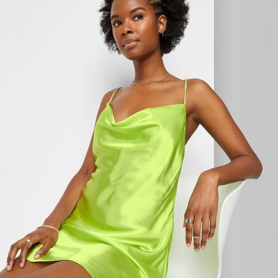 Women's Satin Slip Dress - Wild Fable™ Vibrant Lime Green XS