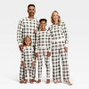 Men's Plaid Ribbed Holiday Matching Family Pajama Pants - Wondershop™ Cream - 4 of 4