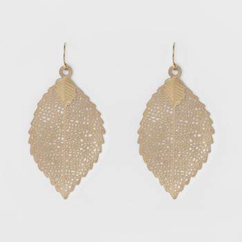 Women's Leaf Drop Earring - A New Day™ Gold