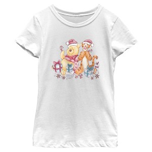 Girls Winnie the Pooh Classic Friends and Christmas Presents T Shirt - 1 of 4
