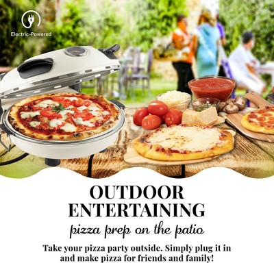 Cream Electric 12" Indoor/Outdoor Pizza Oven with Ceramic Stone