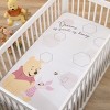 Disney Winnie the Pooh Hugs and Honeycombs Grey and White "Dreams as Sweet as Honey" with Hexagons and Piglet 100% Cotton Photo Op Fitted Crib Sheet - 3 of 4