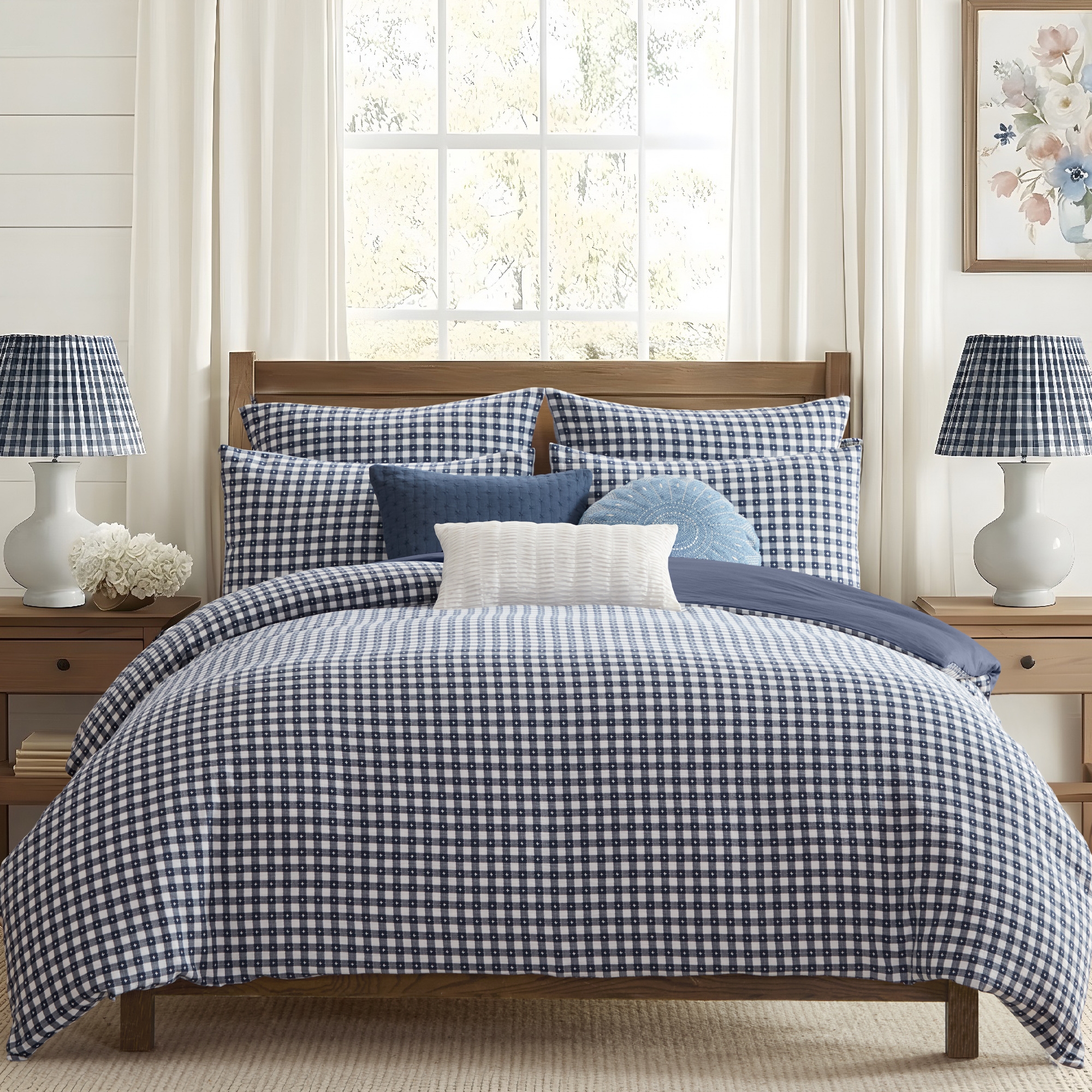 Camden Gingham Stitch Navy King Comforter Set - Levtex Home