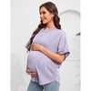 Womens Maternity Shirts Summer Ribbed knit Short Sleeve Casual Pregnancy Clothes Crewneck Loose Maternity Tops - 4 of 4