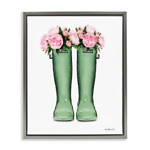 Stupell Industries Country Boots with Peonies Floating Frame Canvas Art - 1 of 4