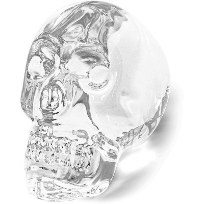 Clear Crystal Skull Head 2"x3.4", Fine Art Sculpture Collectible Figurine for Home & Office Decorations