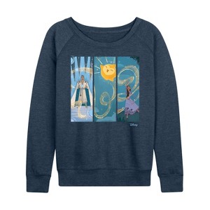 Women's - Disney - Character Panels King, Star, & Asha Lightweight French Terry Wide Neck Long Sleeve Shirt - 1 of 4