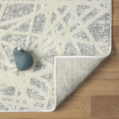 Gray and Beige Abstract Geometric 4x5 Area Rug