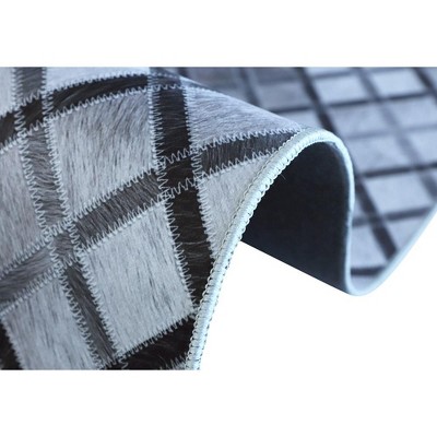 All Squared Away 5' x 8' Gray Faux Cowhide Geometric Area Rug