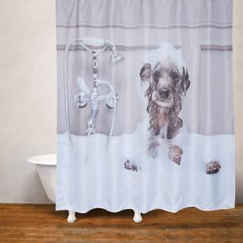 Dog Bath Shower Curtain White - Moda at Home