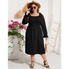 YesFashion Women's Plus Size Ruffle Long Sleeve Dress Square Neck High Waist Smocked Tunic Maxi Dress A Line Dress - 4 of 4