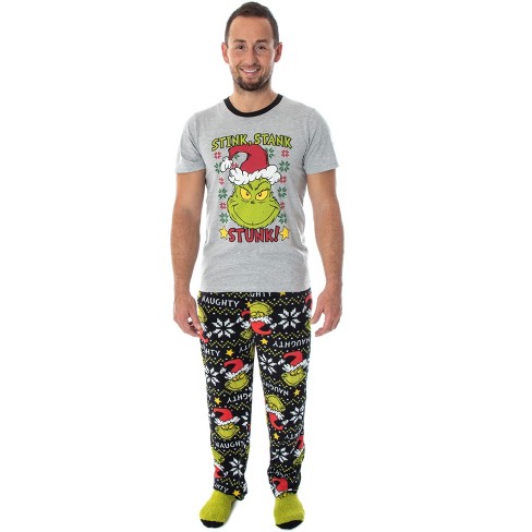 Seven Times Six Dr. Seuss Grinch 3 Piece Gift Pajama Set fleece Pants Shirt Socks Black Target