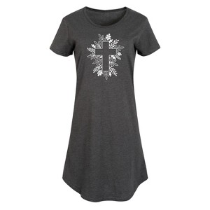 Women's - Instant Message - Foliage Cross Graphic T-shirt Dress - 1 of 4