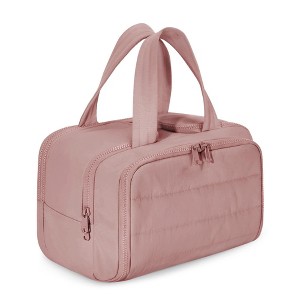 Anna-Kaci Large Capacity Makeup and Toiletry Bag with Wide-Mouth Opening and Travel Organizer Compartments 12x8.3x7.3in - Mauve Pink - 1 of 4
