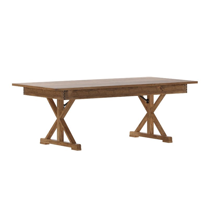 Emma and Oliver 7' x 40" Rectangular Solid Pine Folding Farm Table with Crisscross Legs, 1 of 11