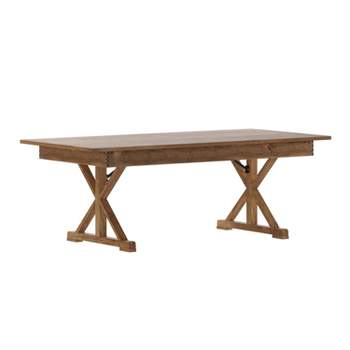Emma and Oliver 7' x 40" Rectangular Solid Pine Folding Farm Table with Crisscross Legs